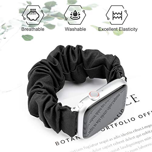 Greatfine Compatible for Apple Watch Band Scrunchie 38mm 40mm 41mm 42mm 44mm 45mm,Soft Elastic Scrunchie Watch Bands,With iWatch Series 8 7 6 SE 5 4 3 2 1 Ultra,Replacement Wristband for Women(S/M)