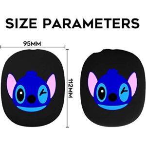 Sjiangqiao Cartoon Earpads Cover for Apple AirPods Max Wireless Headphones, Cute Kawaii Cartoon Ear Cushions Liquid Silicone Earphone Case, Gel Rubber Headset Earcup Protector Ear Pads(Cartoon, Black)