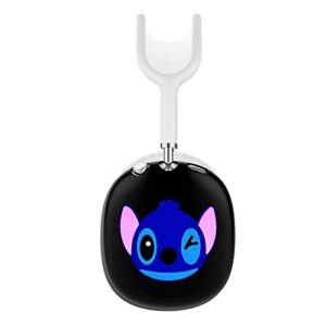 Sjiangqiao Cartoon Earpads Cover for Apple AirPods Max Wireless Headphones, Cute Kawaii Cartoon Ear Cushions Liquid Silicone Earphone Case, Gel Rubber Headset Earcup Protector Ear Pads(Cartoon, Black)