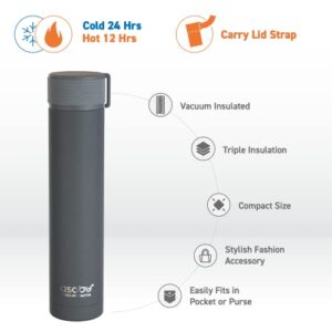 Asobu Skinny Mini Fashon Forward Double Walled Stainless Steel Insulated Water Bottle Bpa Free 7.8 oz (Smoke)