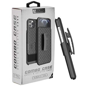 Aduro Combo Case & Holster for iPhone 12/ 12 Pro, Slim Shell & Swivel Belt Clip Holster, with Built-in Kickstand for Apple iPhone
