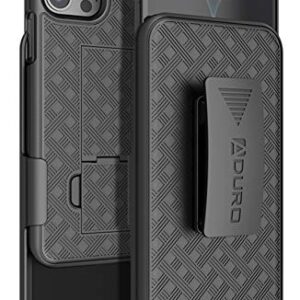 Aduro Combo Case & Holster for iPhone 12/ 12 Pro, Slim Shell & Swivel Belt Clip Holster, with Built-in Kickstand for Apple iPhone