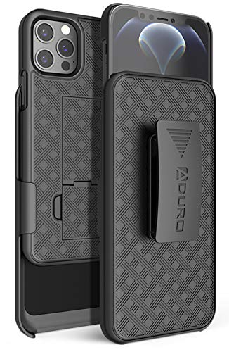 Aduro Combo Case & Holster for iPhone 12/ 12 Pro, Slim Shell & Swivel Belt Clip Holster, with Built-in Kickstand for Apple iPhone