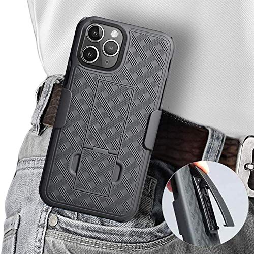 Aduro Combo Case & Holster for iPhone 12/ 12 Pro, Slim Shell & Swivel Belt Clip Holster, with Built-in Kickstand for Apple iPhone