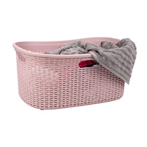 mind reader basket collection, laundry basket, 40 liter (10kg/22lbs) capacity, cut out handles, ventilated, pink