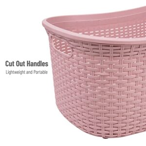 Mind Reader Basket Collection, Laundry Basket, 40 Liter (10kg/22lbs) Capacity, Cut Out Handles, Ventilated, Pink