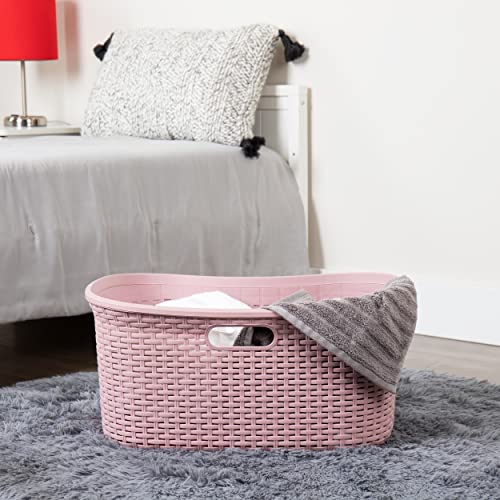 Mind Reader Basket Collection, Laundry Basket, 40 Liter (10kg/22lbs) Capacity, Cut Out Handles, Ventilated, Pink