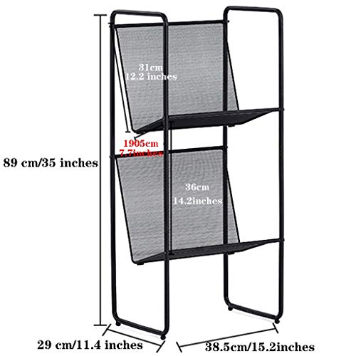 ZYCSKTL Brochure Stand Mesh Magazine Rack Holder,Living Room Wrought Iron Floor Magazine Rack, Simple Small Bookshelf, Company Simple Propaganda Rack (Color : Black, Size : 2938.589cm)