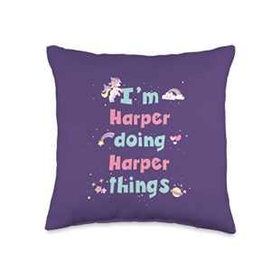 personalized harper first name apparel & gifts cute harper personalized first name girls throw pillow, 16x16, multicolor