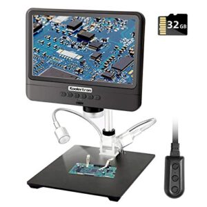 8.5" lcd digital microscope with 32g tf card,koolertron 12mp 5x-260x magnification 30fps1080p usb microscope,support image flip/reverse color/black&white,coin microscope for plant/rock/circuit board