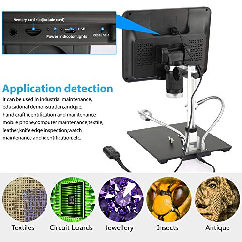 8.5" LCD Digital Microscope with 32G TF Card,Koolertron 12MP 5X-260X Magnification 30fps1080P USB Microscope,Support Image Flip/Reverse Color/Black&White,Coin Microscope for Plant/Rock/Circuit Board