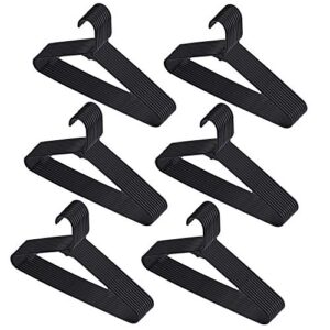 tosnail 60 pack plastic standard clothes hangers tubular adult hangers with strap hook, slime, durable for laundry or closet use - black