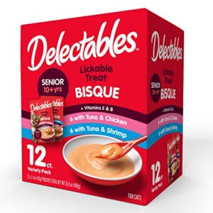 delectables bisque senior cat treat variety pack, 1.4-oz, case of 12