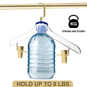 Quality Clear Acrylic Skirt Pant Hangers with Clips – 4 Pack, Stylish Clothes Hanger with Gold Hooks - Coat Hanger for Dress, Suit - Closet Organizer Adult Hangers - Cloth Hangers (Gold Hook, 4)