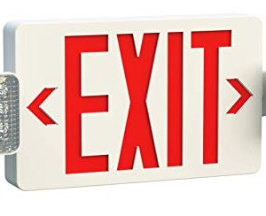 Garrini LED Emergency Light Combo Exit Sign Rectangular Adjustable Lamp 2-Heads UL Certified GC4 for Apartments Hotels Hospitals Offices