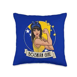 bosnian girl bosnia gifts throw pillow