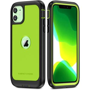 ImpactStrong Compatible with iPhone 11 Case, Full Body Heavy Duty Protective Case Full Body Cover Designed for iPhone 11 (2X Glass Screen Protector Included) - Lime Green