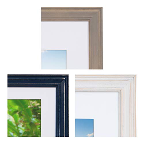 Kate and Laurel Bordeaux Gallery Wall Frame and Shelf Kit, Set of 10, Multiple Coastal Finishes, Assorted Size Frames and Three Display Shelves