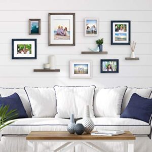 Kate and Laurel Bordeaux Gallery Wall Frame and Shelf Kit, Set of 10, Multiple Coastal Finishes, Assorted Size Frames and Three Display Shelves