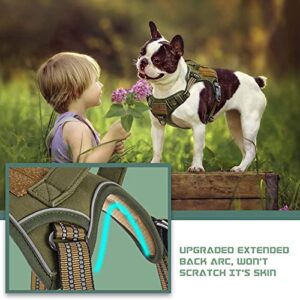BUMBIN Tactical Dog Harness for Medium Dogs No Pull, Famous TIK Tok No Pull Dog Harness, Fit Smart Reflective Pet Walking Harness for Training, Adjustable Dog Vest Harness with Handle Green M