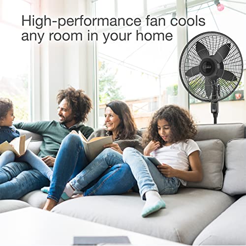 Lasko S18440 Performance 18-inch Oscillating Pedestal Standing Floor Fan with Remote Control and Adjustable Stand for Indoor, Bedroom, Living Room, Home Office & College Dorm Use – Black