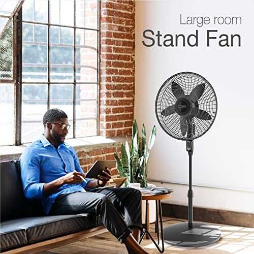 Lasko S18440 Performance 18-inch Oscillating Pedestal Standing Floor Fan with Remote Control and Adjustable Stand for Indoor, Bedroom, Living Room, Home Office & College Dorm Use – Black