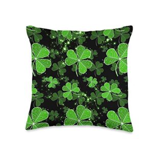 boredkoalas st patricks day throw pillow gifts shamrock three leaf clover pattern lucky st patrick day throw pillow, 16x16, multicolor