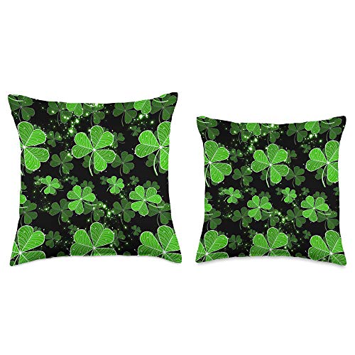 BoredKoalas St Patricks Day Throw Pillow Gifts Shamrock Three Leaf Clover Pattern Lucky St Patrick Day Throw Pillow, 16x16, Multicolor