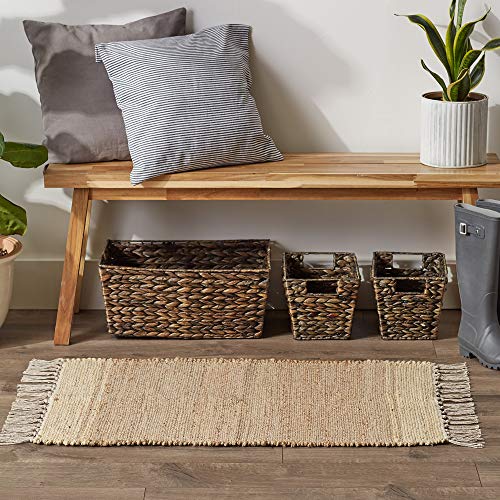 DII Woven Rugs Collection Hand-Loomed Jute, 2x3', Off-White Stripes