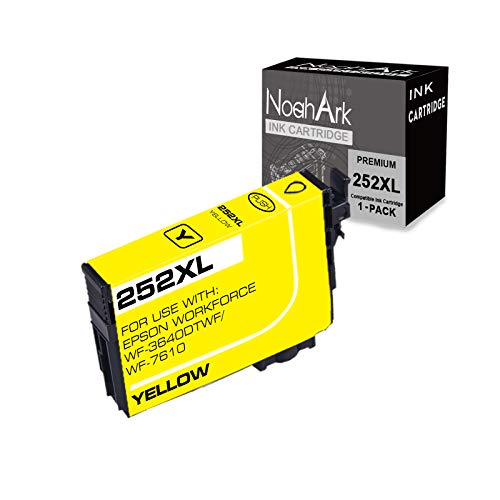 NoahArk Remanufactured Ink Cartridge Replacement for Epson 252XL T252XL 252 XL for Workforce WF-3630 WF-3640 WF-7610 WF-7620 WF-7110 WF-3620 WF-7210 WF-7710 WF-7720 Printer (1 Yellow)