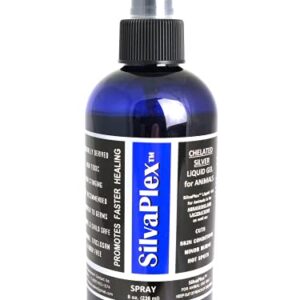 SILVAPLEX Liquid Gel Spray with Chelated Silver - Helps Irritation and Recovery for Hot Spots, Minor Wounds, Abrasions and Cuts - for Cats, Dogs, Other Small Animals - 8 oz