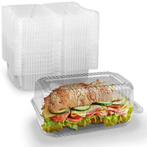 mt products disposable sturdy plastic hinged loaf containers - durable medium hoagie or sandwich container – inside dimensions of 8 in x 4 in x 3.85 in (pack of 20) made in the usa