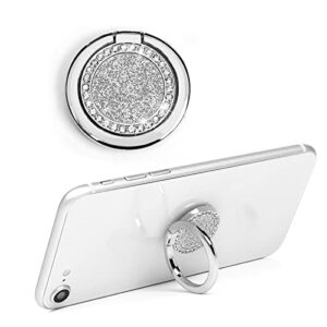 mavis's diary bling cell phone ring stand holder, universal 360 rotation metal buckle tablet finger grip kickstand compatible with iphone galaxy lg google moto all smartphones(silver)