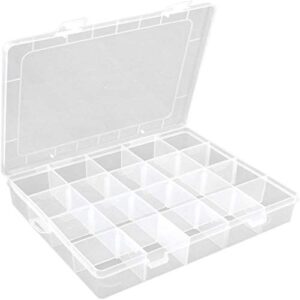 jewelry organizer 20-grid plastic box storage container case with removable dividers (transparent)