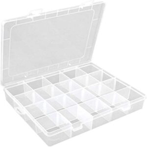 Jewelry Organizer 20-Grid Plastic Box Storage Container Case with Removable Dividers (Transparent)