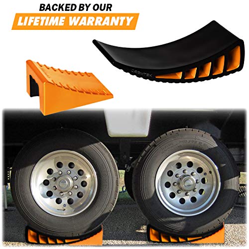 CARMTEK Camper Leveler Premium Kit - Curved RV Levelers with Camper Wheel Chocks, Rubber Mats and Carry Bag | Faster Camper Leveling Than RV Leveling Blocks