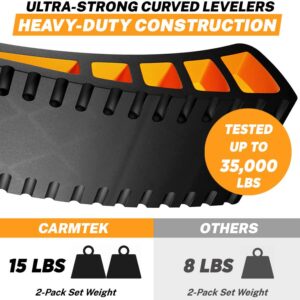 CARMTEK Camper Leveler Premium Kit - Curved RV Levelers with Camper Wheel Chocks, Rubber Mats and Carry Bag | Faster Camper Leveling Than RV Leveling Blocks