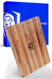 dalstrong teak wood cutting board - 22" x 15" large size - tight wood grain - - laser-engraved measurements & juice groove - kitchen chopping board - serving - large cutting boards - gift packaging