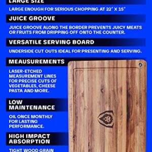DALSTRONG Teak Wood Cutting Board - 22" x 15" Large Size - Tight Wood Grain - - Laser-Engraved Measurements & Juice Groove - Kitchen Chopping Board - Serving - Large Cutting Boards - Gift Packaging