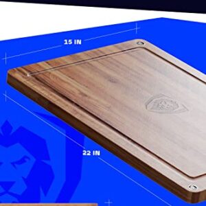 DALSTRONG Teak Wood Cutting Board - 22" x 15" Large Size - Tight Wood Grain - - Laser-Engraved Measurements & Juice Groove - Kitchen Chopping Board - Serving - Large Cutting Boards - Gift Packaging