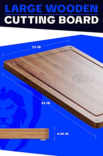 DALSTRONG Teak Wood Cutting Board - 22" x 15" Large Size - Tight Wood Grain - - Laser-Engraved Measurements & Juice Groove - Kitchen Chopping Board - Serving - Large Cutting Boards - Gift Packaging