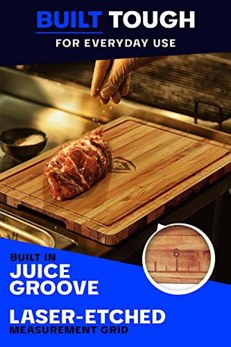 DALSTRONG Teak Wood Cutting Board - 22" x 15" Large Size - Tight Wood Grain - - Laser-Engraved Measurements & Juice Groove - Kitchen Chopping Board - Serving - Large Cutting Boards - Gift Packaging