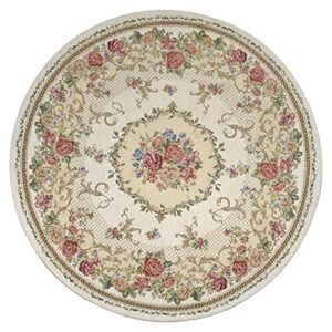 tealp rustic floral area rugs country rose mats medallion round mats vintage rugs for playroom/ living room/ bedroom non slip floral rugs for kids, girls 31.5''x31.5''