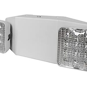 Garrini LED Emergency Light Emergency Light Combo Rectangular Adjustable Dual Heads 2 Heads UL Certified GM6 for Apartments Hotels Hospitals Offices (White)