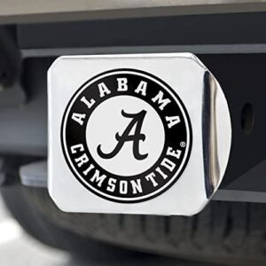 University of Alabama Premium Chrome #D Hitch Cover W/ Colored Team Logo - Unique Logo Style Metal Molded Design – Easy Installation on Truck, SUV, Car - Ideal Gift for Die Hard Crimson Tide Fan