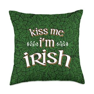 boredkoalas st patricks day throw pillow gifts kiss me im irish funny lucky st patricks paddys day throw pillow, 18x18, multicolor