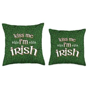 BoredKoalas St Patricks Day Throw Pillow Gifts Kiss Me Im Irish Funny Lucky St Patricks Paddys Day Throw Pillow, 18x18, Multicolor