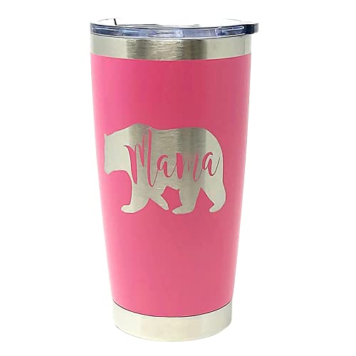 Mama Bear Tumbler, 20 oz Travel Coffee Mug, Pink Tumblers, Mom gifts for Birthday Present for Women