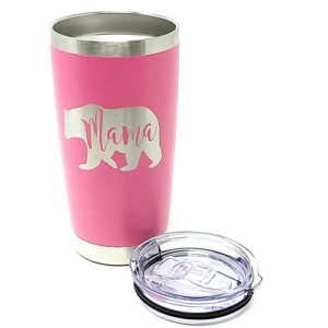 Mama Bear Tumbler, 20 oz Travel Coffee Mug, Pink Tumblers, Mom gifts for Birthday Present for Women