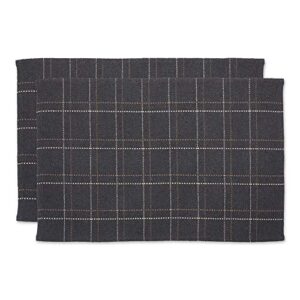 dii woven rugs collection recycled yarn, reversible, 2x3' area rug set, mineral plaid, 2 piece